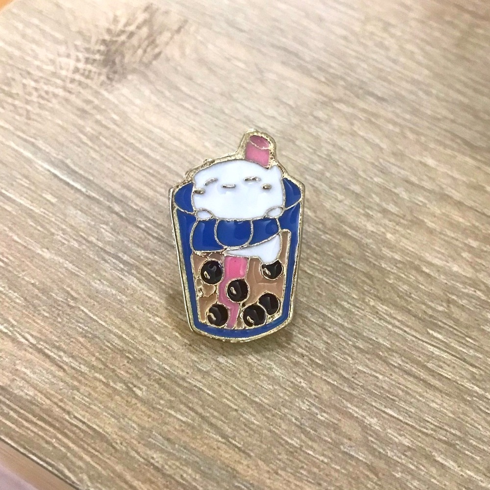 Bubble Cat Tea Enamel Pin